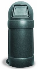 Round Top trash can  24 gallon plastic  with Blackstone look without rigid plastic liner FM approved 1425BKS