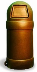 Round Top trash can  24 gallon plastic  with Brownstone look without rigid plastic liner FM approved 1425BNS