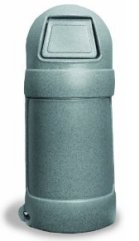 Round Top trash can  24 gallon plastic  with Greystone look without rigid plastic liner FM approved 1425GYS