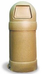 Round Top trash can  24 gallon plastic  with Sandstone look without rigid plastic liner FM approved 1425SDS