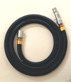Rotary Pump Hose. 8 ft. X .75 inch I.D. synthetic rubber hose coupled .75 inch NPT  Female  one end and with a discharge nozzle