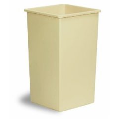 Square Trash Can 25 gallon size  Beige  Swingline plastic trash can 25BE