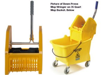 Down Press mop wringer made of durable corrosion resistant polyethylene for wet mops to 32 ounces