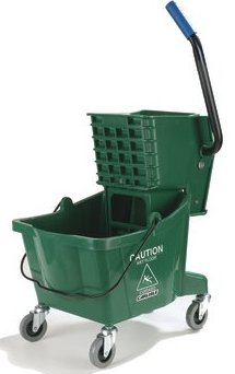 Mop Bucket green with 3 inch non marking casters and green Side Press Wringer 26 Quarts 3690809