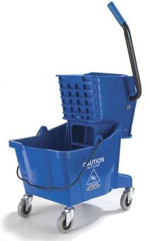 Mop Bucket blue with 3 inch non marking casters and blue  Side Press Wringer 26 Quarts 3690814