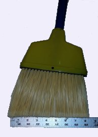 Upright Angle Broom yellow has flagged cream plastic trim 6 to 7 inches long for fine sweep 48 inch handle No.464
