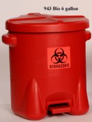 Step On Bio Hazard Waste Can Red 6 Gallon Poly Eagle No. 943BIO