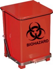 Step On Bio Hazard Can Red 7 Gallon metal