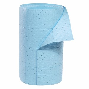 Blue oil only absorbent roll 150 feet x 30 inches wide heavy weight hold up to 49.6 gallons of fluid