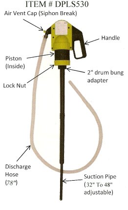 Drum pump heavy duty lever action yellow body with telescopic pick up pipe