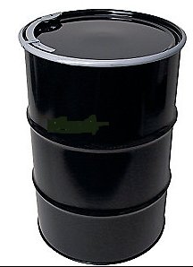Open top 55 gallon metal drums black with black lever lock lid