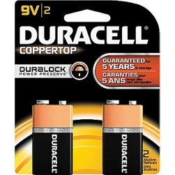 Duracell 9 Volt batteries 2 pack Copper Top Alkaline batteries