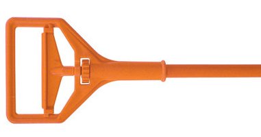 Orange fiberglass wet mop handle 64 inches long with thumb wheel adjustment knob to hold mop No. 94