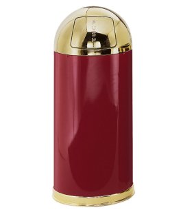 Round Top Receptacle self closing push door European Crimson DISCONTINUED