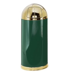 Round Steel Waste Receptacle with Galvanized Steel Liner 15 Gallon European Empire Green DISCONTINUED