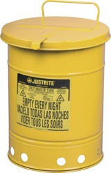 Fire Safe Oily Rag Waste Cans 21 Gallon Size Yellow Metal Hand Opening