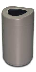 Open Top Trash Can Round  Waste Entry Open Top 35 Gallon Capacity Titanium Gray