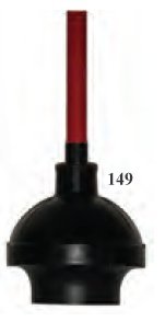 Plunger black heavy duty with handle that is non marking with a soft rubber head Number 149