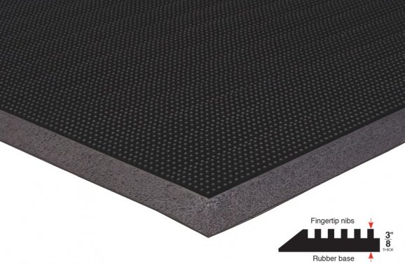 Rubber Finger Scraper mat 36 inches x 60 inches and is .375 inch thick