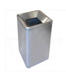 Square funnel top Stainless Steel waste receptacle 24 gallon