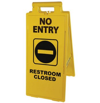 Safety Sign   No Entry Restroom Closed   Bright Yellow Floor Safety Sign