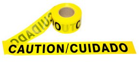 Barricade Tape Yellow Bilingual with CAUTION CUIDADO Legend printed with black ink 3 inch x 1000 feet 2 mil thick T20103