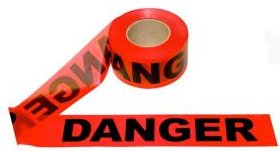Barricade Tape red with DANGER Legend printed with black ink 3 inch x 1000 feet 2 mil thick T20211