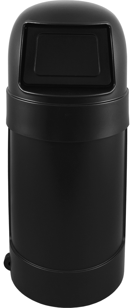 Trash can Round Top Black 24 gallon capacity Heavy duty plastic for Indoor or Outdoors