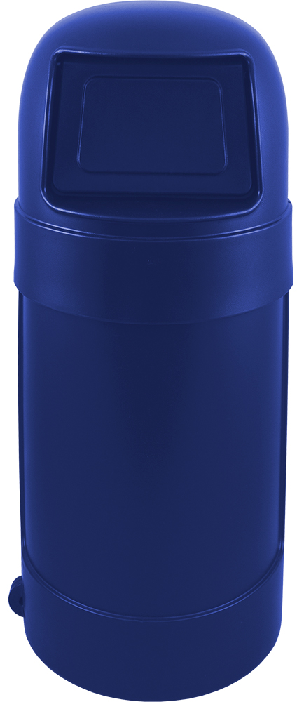 Trash can Round Top Blue 24 gallon capacity Heavy duty plastic for Indoor or Outdoors