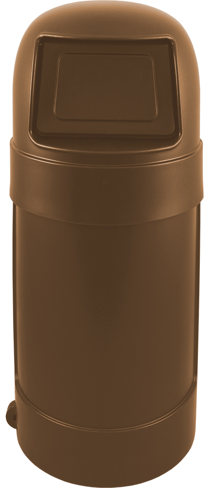 Trash can Round Top Brown 24 gallon capacity Heavy duty plastic for Indoor or Outdoors