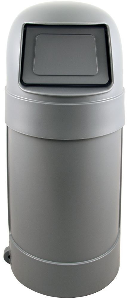 Trash can Round Top Gray 24 gallon capacity Heavy duty plastic for Indoor or Outdoors