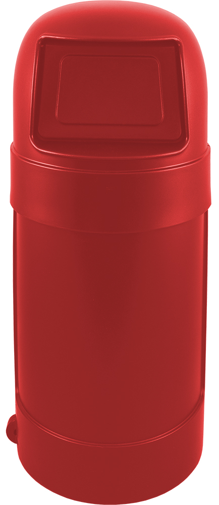 Trash can Round Top Red 24 gallon capacity Heavy duty plastic for Indoor or Outdoors