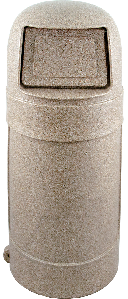 Trash can Round Top River Stone 24 gallon capacity Heavy duty plastic for Indoor or Outdoors