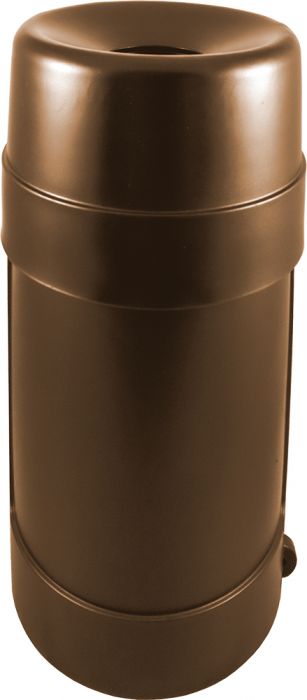 Trash can Round Funnel Top Brown 24 gallon capacity Heavy duty plastic for Indoor or Outdoors.