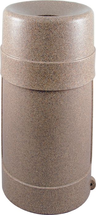 Trash can Round Funnel Top River Stone 24 gallon capacity Heavy duty plastic for Indoor or Outdoors.