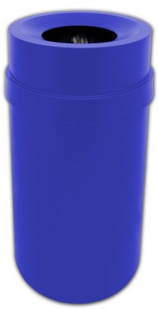 Trash can Funnel Top Blue 35 gallon capacity Heavy duty plastic for Indoor or Outdoors.