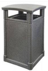 Trash Can Grand Dome Top 44 gallon capacity Durable can Black Granite
