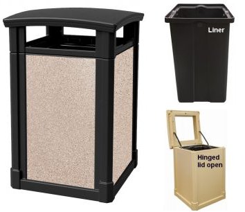 LifeLong Large Trash Can Dome Top black with river stone panels