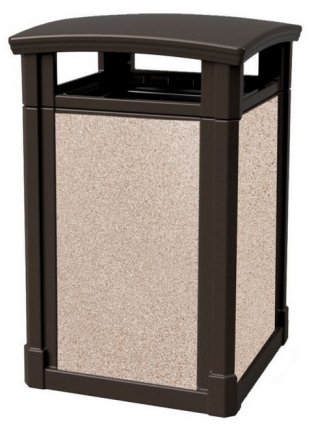 LifeLong Large Trash Can Dome Top dark brown with river stone panels