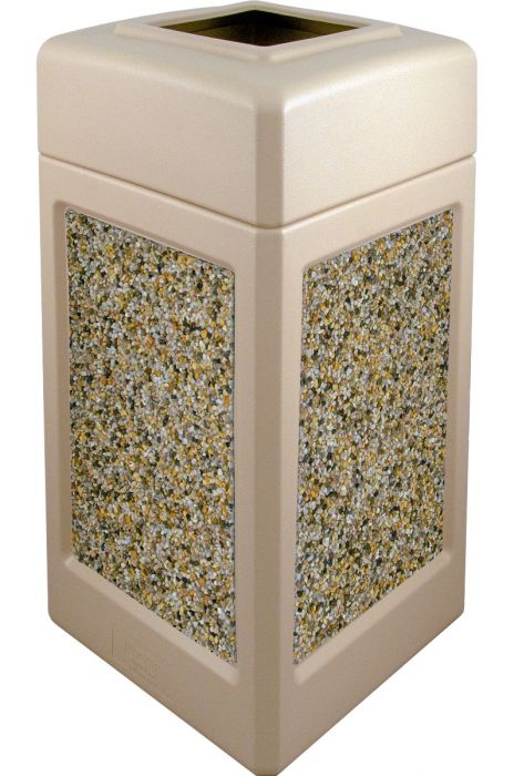 Open Top Trash Can Durable 52 GALLON capacity  Beige With Aggregate Panels