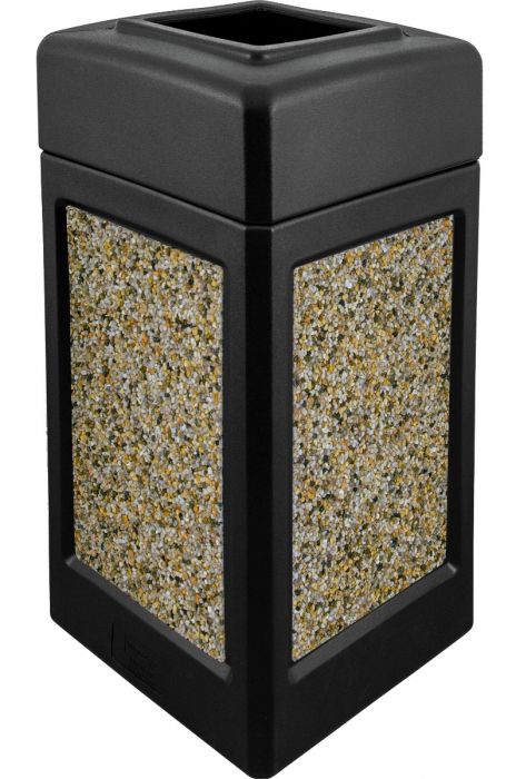 Open Top Trash Can Durable 52 GALLON capacity  Black With Aggregate Panels