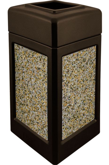 Open Top Trash Can Durable 52 GALLON capacity  Brown With Aggregate Panels
