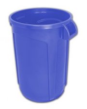 Trash Can Blue 32 gallon open top heavy duty round waste can. Super heavy duty.