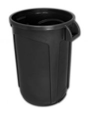 Trash Can Black 32 gallon open top heavy duty round waste can. Super heavy duty.