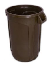 Trash Can Brown 32 gallon open top heavy duty round waste can. Super heavy duty.