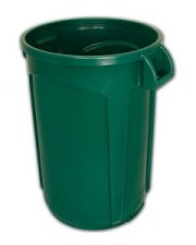 Trash Can Green 32 gallon open top heavy duty round waste can. Super heavy duty.