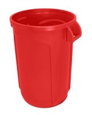 Trash Can Red 32 gallon open top heavy duty round waste can. Super heavy duty.