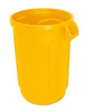 Trash Can Yellow 32 gallon open top heavy duty round waste can. Super heavy duty.