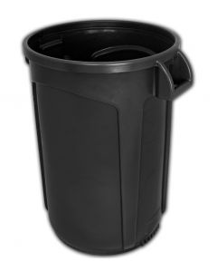 Trash Can Black 44 gallon open top heavy duty round waste can. Super heavy duty.