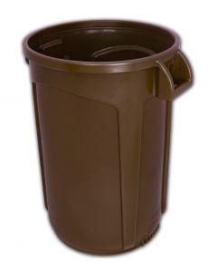 Trash Can Brown 44 gallon open top heavy duty round waste can. Super heavy duty.